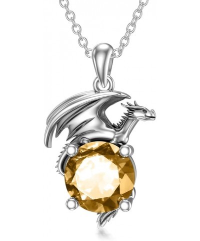 Dragon Necklace for Women/Men Sterling Silver Necklace with Birthstone Gift for Women/Men 11.topaz $20.40 Necklaces