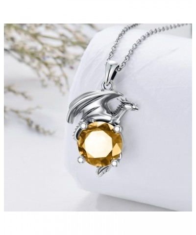 Dragon Necklace for Women/Men Sterling Silver Necklace with Birthstone Gift for Women/Men 11.topaz $20.40 Necklaces