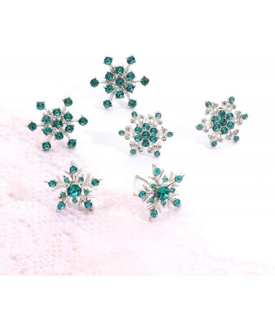 Snowflake Earrings for Women Girls Rhinestone Crystal Christmas Snowflake Stud Earrings Set Party Holiday Earrings Gift Jewel...