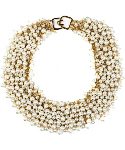 Gold and Pearl Cluster Bib Necklace $54.45 Necklaces