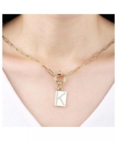 Pave Initial Pendant Necklace with Paperclip Chain Letter: O $25.92 Necklaces