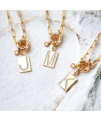 Pave Initial Pendant Necklace with Paperclip Chain Letter: O $25.92 Necklaces