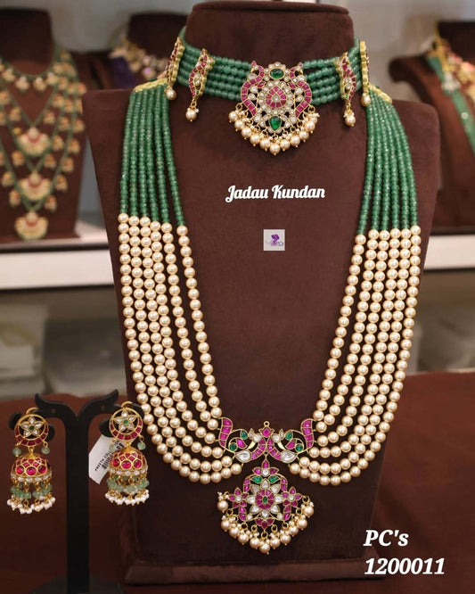 Trending Gold Look Jadau Kundan Peacock Pendant Set