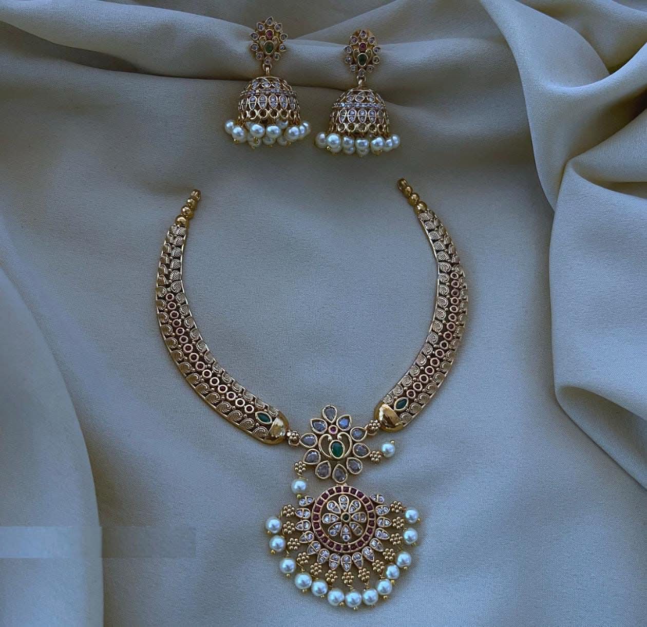 Buy Artificial White Stoned Jewellery Set for Women with Earrings Set