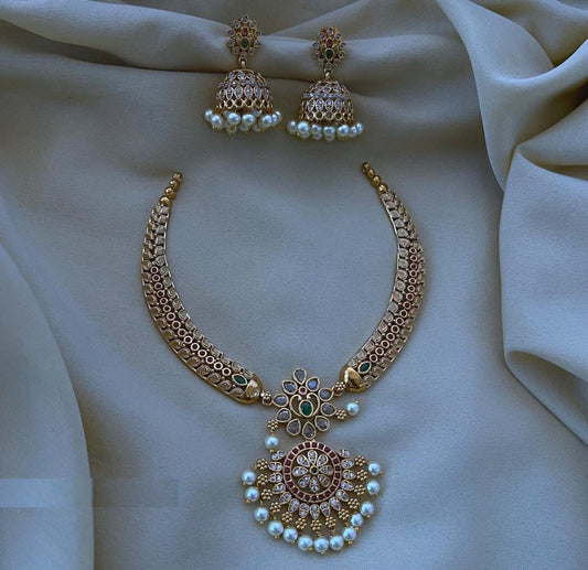 Buy Artificial White Stoned Jewellery Set for Women with Earrings Set