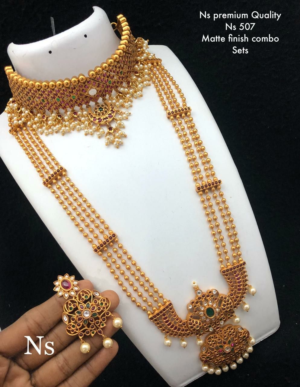 Laxmi Devi Temple Jewellery Combo Set By Shringaar