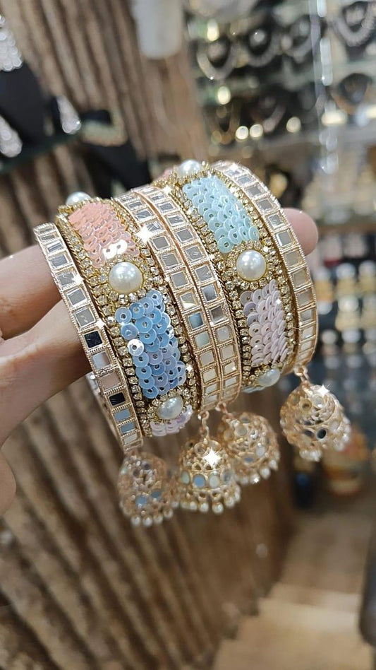 Golden Beaded Jhumki Bangles Gift For You