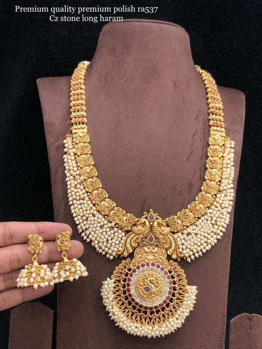 South Indian Look Golden Flower Necklace Set