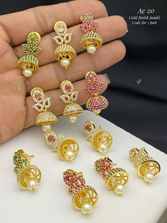 Gold Finished Jhumki Pair Combo Set For You