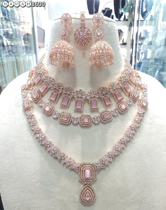 Pink and Rose Diamond Necklace Set